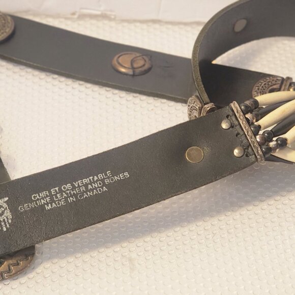 Western, Boho-Chic. Tribal American...Genuine Leather , Bones Belt S36 - Picture 5 of 6